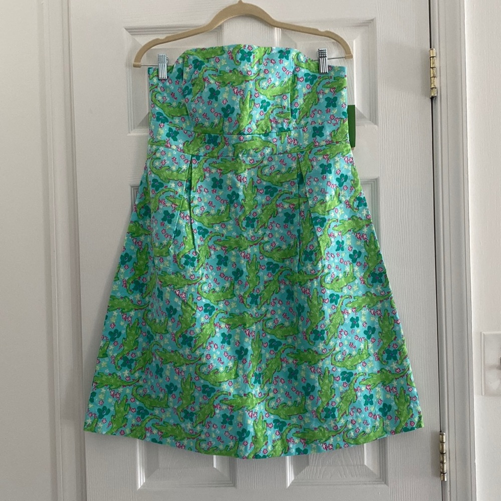 NWT Lilly Pulitzer Strapless Alligator Dress, Size 10